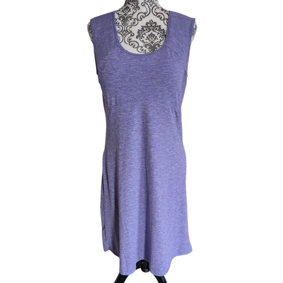 prAna Calico Dress Ultra Violet Heathered Purple Keyhole Cutout Back Women's L - Picture 10 of 13